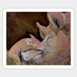 Mum and baby piglet.. Sticker